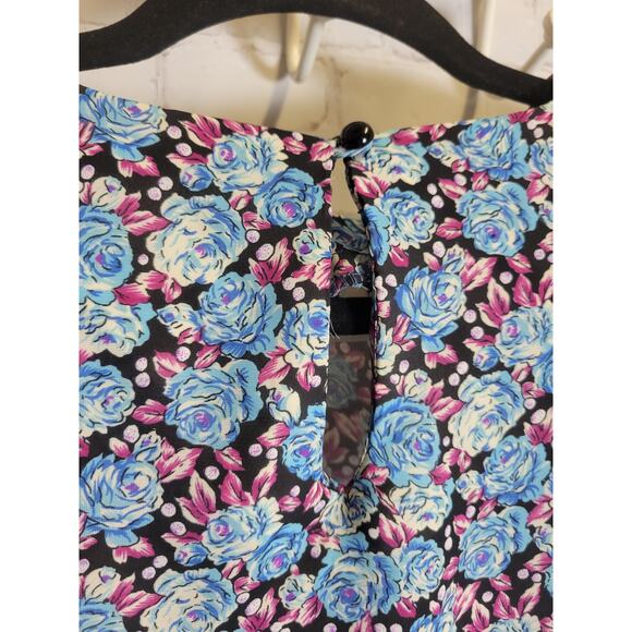 Vintage Positive Attitude Blouson Floral Dress Midi Womens 5/6 Shoulder Pads - Picture 3 of 5